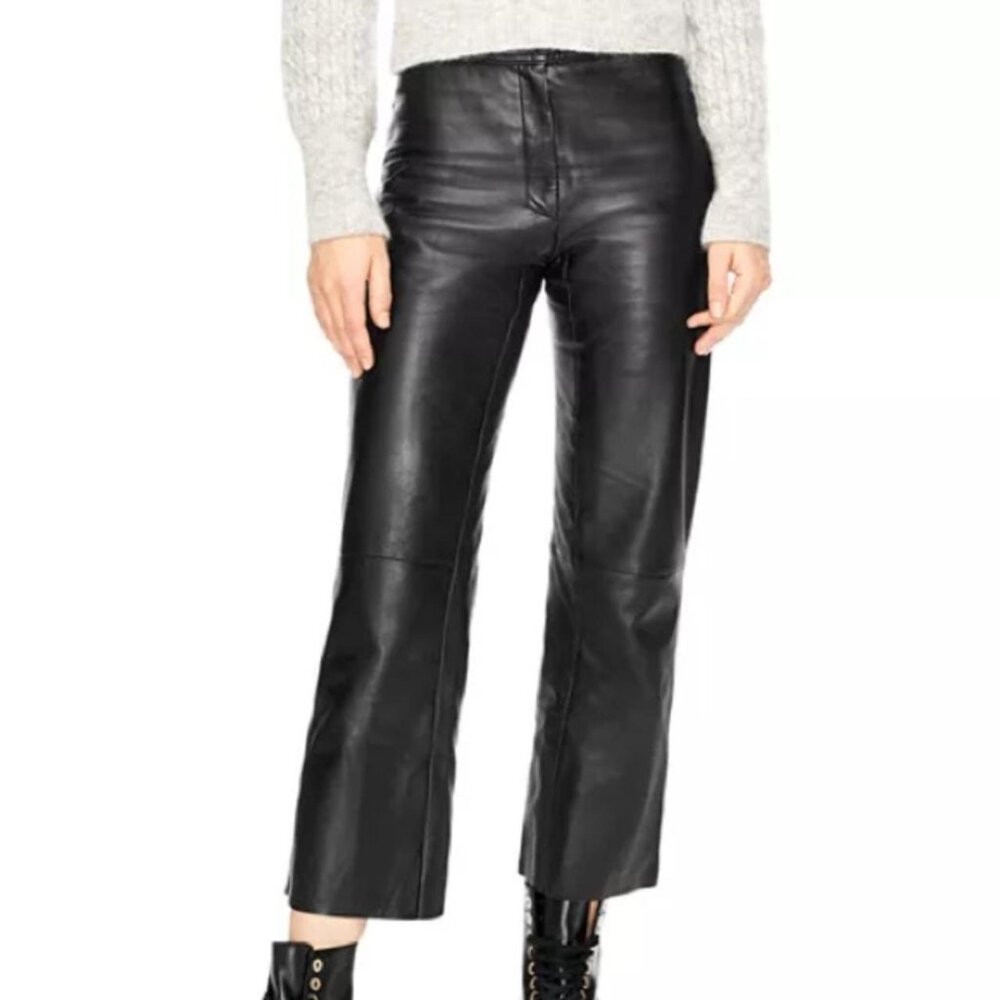 Sandro Poesie Leather Crop Pants